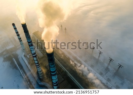 Similar – Image, Stock Photo Sunrise, sunset with emissions from an industrial plant