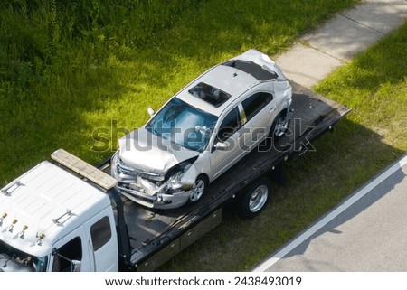 Similar – Image, Stock Photo Crashed car loading=