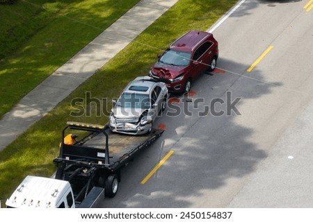 Similar – Image, Stock Photo Crashed car loading=