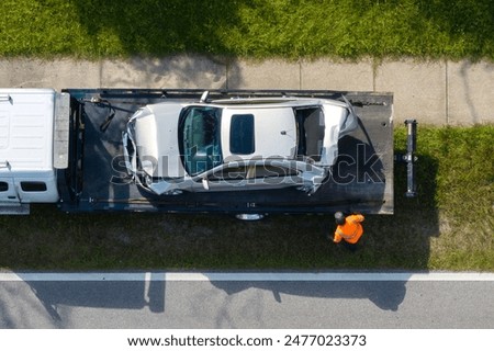 Similar – Image, Stock Photo Crashed car loading=