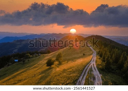 Similar – Image, Stock Photo Amazing sundown in highlands in summer