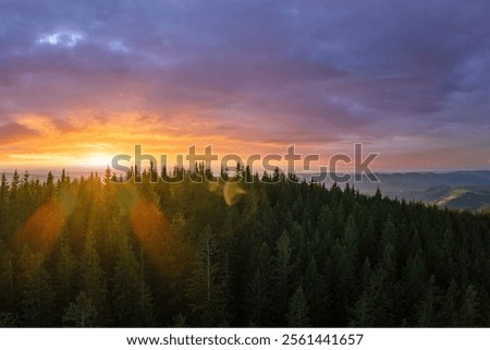 Similar – Image, Stock Photo Amazing sundown in highlands in summer