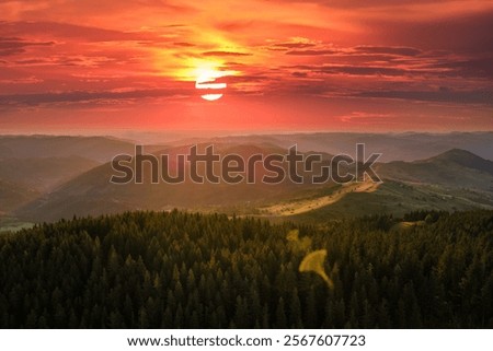 Image, Stock Photo Amazing sundown in highlands in summer