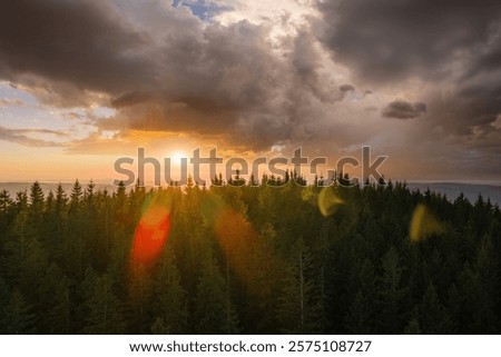 Similar – Image, Stock Photo Amazing sundown in highlands in summer