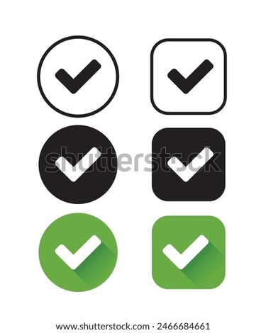 Check marks. Check mark vector icons, isolated. Vector illustration