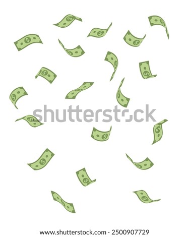 Falling money bills. Flying green dollar cash background stock illustration