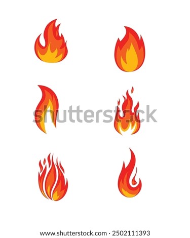 Cartoon campfire. Fire flames, bright fireball, heat wildfire and red hot bonfire, campfire, red fiery flames isolated vector illustration set stock illustration