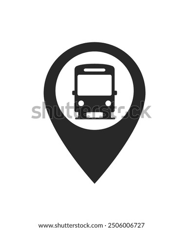 Bus station map pin. Bus station location pin. GPS bus location symbol for apps and websites stock illustration