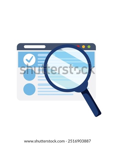 Search window with magnifying glass icon stock illustration