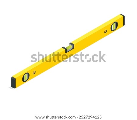 Yellow building level isolated on white background. Vector icon ruler building level. Construction tool on white isolated background. Layers grouped for easy editing illustration. stock illustration