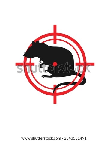 Pest control badges set. Design elements, danger and stop signs with rat silhouette stock illustration