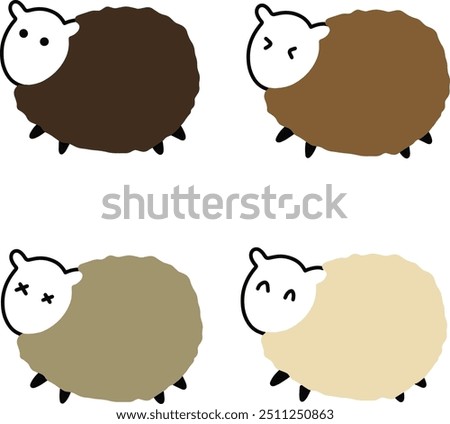 Cute Sheep Vector | Various Expressions | Minimalist Design | 4 Vectors