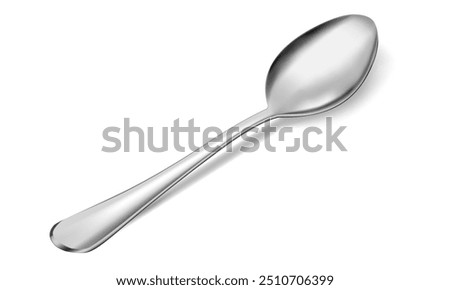 Realistic metal spoon icon isolated on white background. 3d realism. Vector teaspoon illustration isolated on white background.