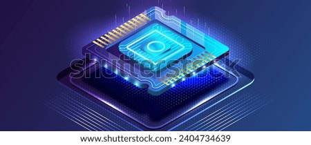 Realistic style microchip processor background vector design in eps 10