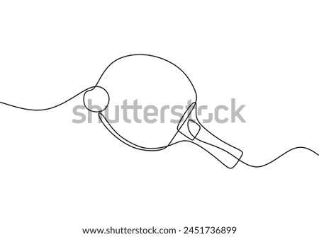 Ping pong racket one line art. Continuous line drawing of table tennis