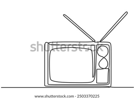 Retro TV Continuous Line Drawing. Simple One Line Art of Vintage Television