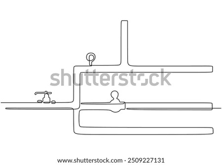 Single continuous line vector illustration of an oil pipeline. Petroleum pipeline concept in a minimalist style.