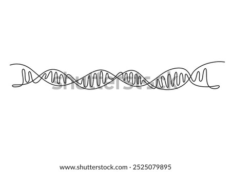 DNA continuous one line drawing. Scientist and research concept. Vector illustration minimalist background.