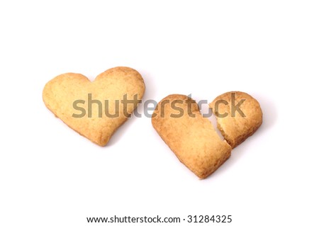 Two sweet biscuits in shape of hearts (isolated) Foto stock © 