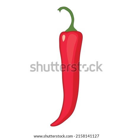 Eco pepper icon outline, hand drawn vector. Red cartoon. Paprika spicy