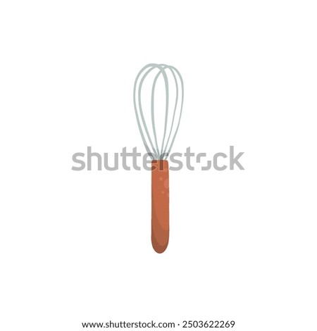 Baking ingredient. Cartoon kitchen tool for pastry and sweet bakery, whisk rolling pin. Vector isolated. Utensil and product for baking pastry on white background