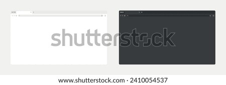 Web browser window screen mockup. Blank dark and light mood browser template black and white vector.