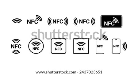 NFC icon set vector illustration. Near field communication sign collection.