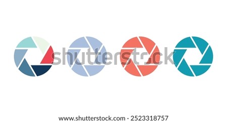 Camera shutter icons set vector. Camera Aperture Lense illustration isolated on a white background.