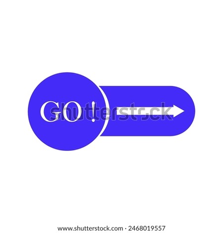 blue go bubble with arrow symbol. abstract flat style trend modern move logotype graphic web design element isolated on white background. concept of choice of direction or call to action badge