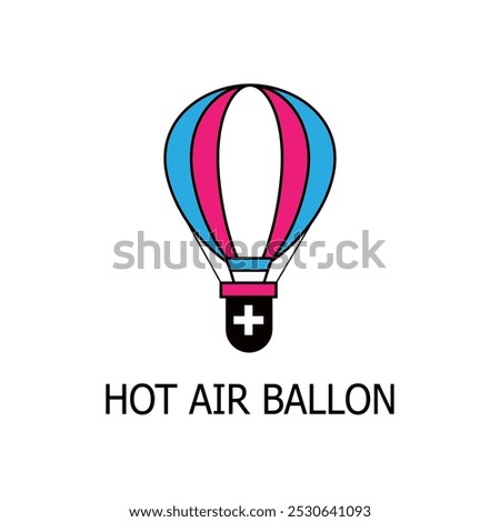 Hot Air Balloon vector Flat Icon Design illustration. Symbol on White background EPS 10 File