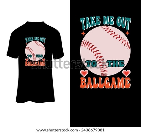 Take me out to the ballgame typography t-shirt vector design for sale.