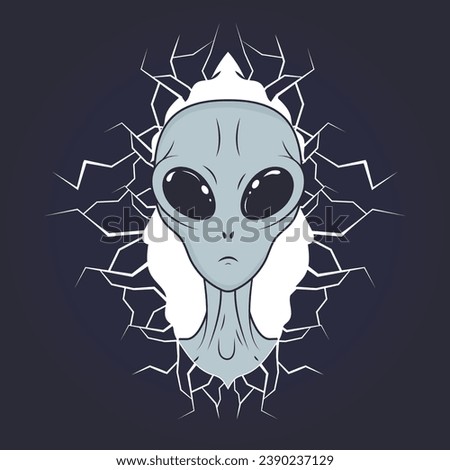 Evil alien who breaks through from outer space. Gradient. Vector illustration.