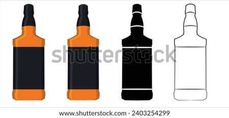 Whiskey bottle set isolate on white background  