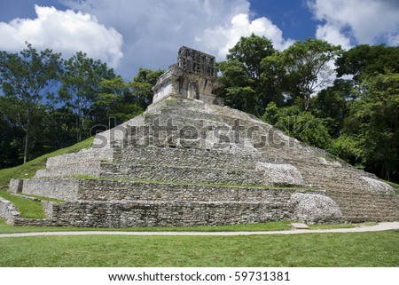 The temple of the sun at Palenque in Chiapas, Mexico