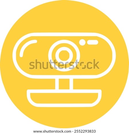 The outline webcam icon is located inside a yellow circle