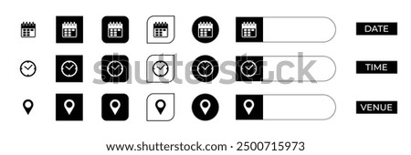 Date time venue icons set