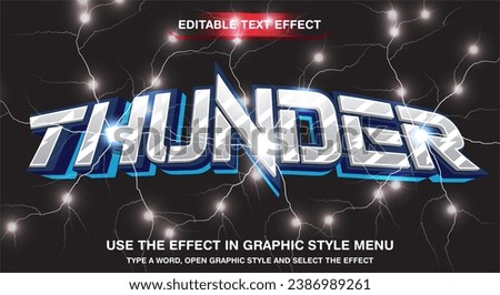 Blue neon shiny thunder editable and scalable vector text effect Template