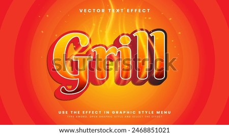 Grill editable text effect template with abstract background suitable for food product