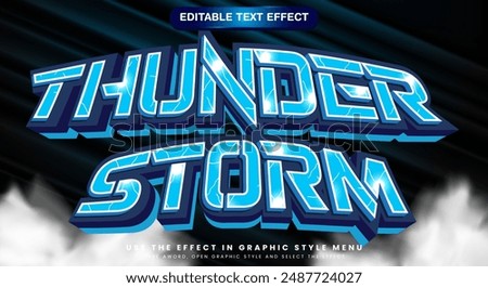 Thunder Storm 3D editable text effect template with thunder pattern