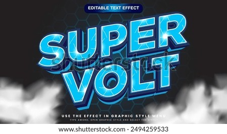 Super Volt 3D editable text effect template with thunder pattern