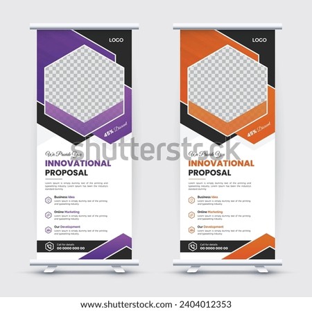 Corporate business roll up banner design. Modern pull up banner or stand banner design for business agency.