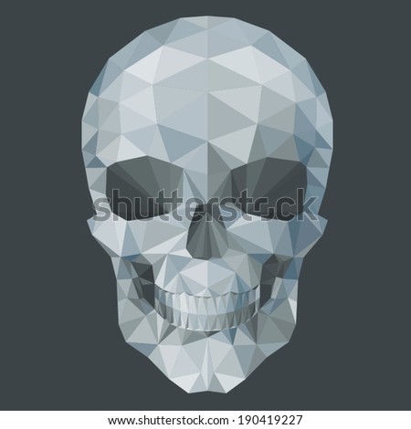 Gray Skull By Triangles, Polygon Vector Illustration - 190419227 ...