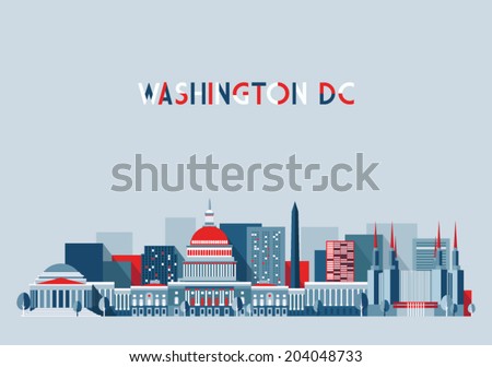 Washington skyline, vector illustration, flat design