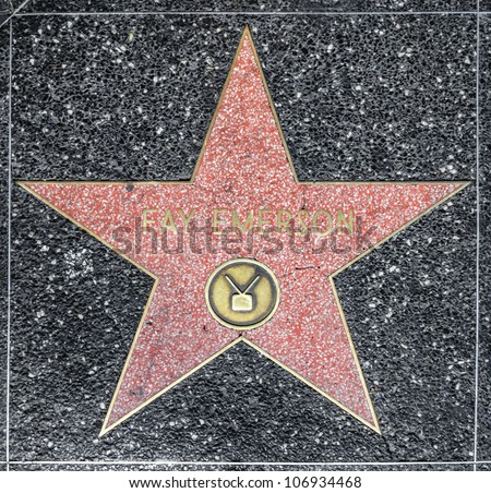 HOLLYWOOD - JUNE 26: Fay Emerson\'s star on Hollywood Walk of Fame on June 26, 2012 in Hollywood, California. This star is located on Hollywood Blvd. and is one of 2400 celebrity stars.