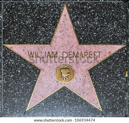 HOLLYWOOD - JUNE 26: William Demarest\'s star on Hollywood Walk of Fame on June 26, 2012 in Hollywood, California. This star is located on Hollywood Blvd. and is one of 2400 celebrity stars.