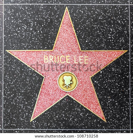 HOLLYWOOD - JUNE 26: Bruce Lees star on Hollywood Walk of Fame on June 26, 2012 in Hollywood, California. This star is located on Hollywood Blvd. and is one of 2400 celebrity stars.