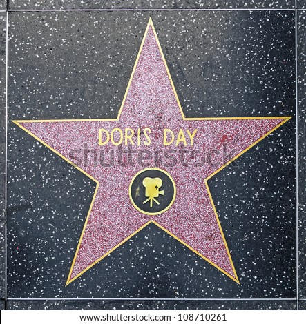 HOLLYWOOD - JUNE 24: Doris Days star on Hollywood Walk of Fame on June 24, 2012 in Hollywood, California. This star is located on Hollywood Blvd. and is one of 2400 celebrity stars.