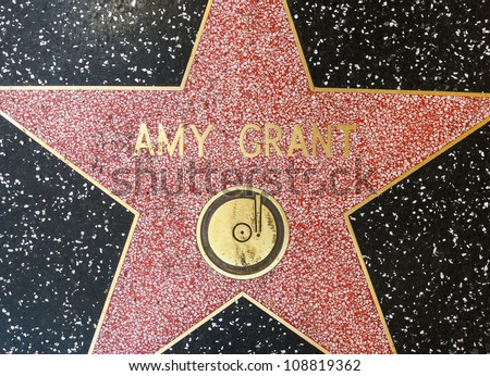 HOLLYWOOD - JUNE 26: Amy Grants star on Hollywood Walk of Fame on June 26, 2012 in Hollywood, California. This star is located on Hollywood Blvd. and is one of 2400 celebrity stars.
