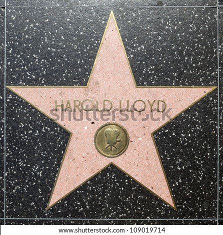 HOLLYWOOD - JUNE 26: Harold lloyds star on Hollywood Walk of Fame on June 26, 2012 in Hollywood, California. This star is located on Hollywood Blvd. and is one of 2400 celebrity stars.
