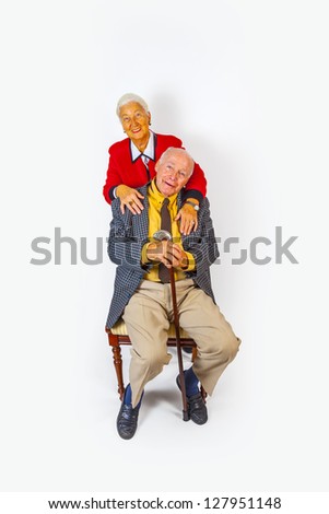 portrait of happy elderly senior couple